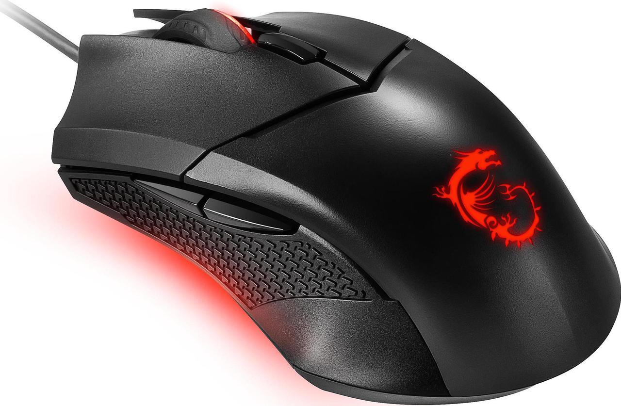 MSI Clutch GM08 Gaming Mouse, 4200 DPI, Optical Sensor, 3 Adjustable Weights, Red LED Lighting, Symmetrical Design