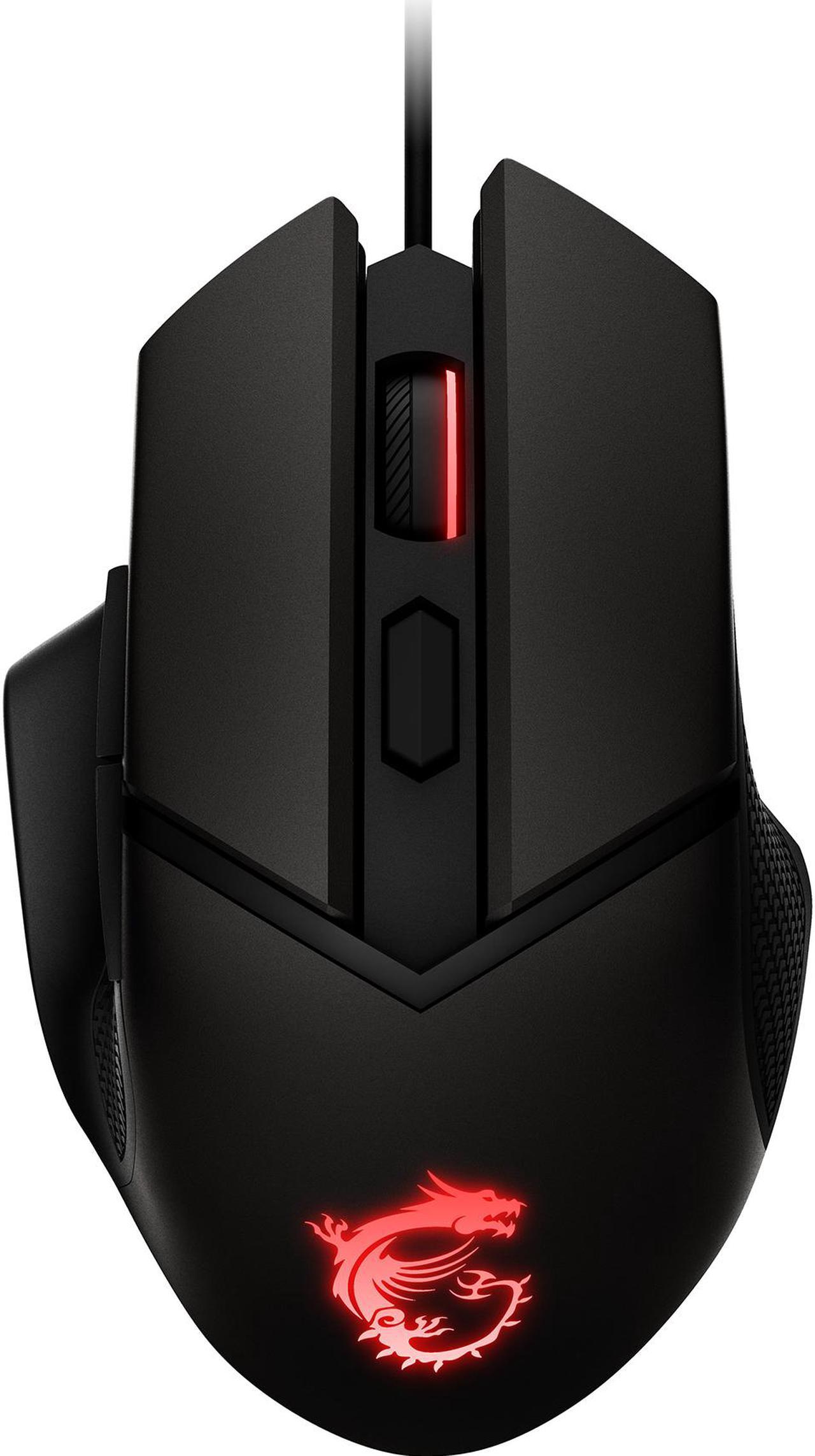 MSI Clutch GM20 Elite Gaming Mouse, 6400 DPI, 20M+ Clicks OMRON Switch, Optical Sensor, Adjustable Weights, Ergonomic Right Hand Design, RGB Mystic Light