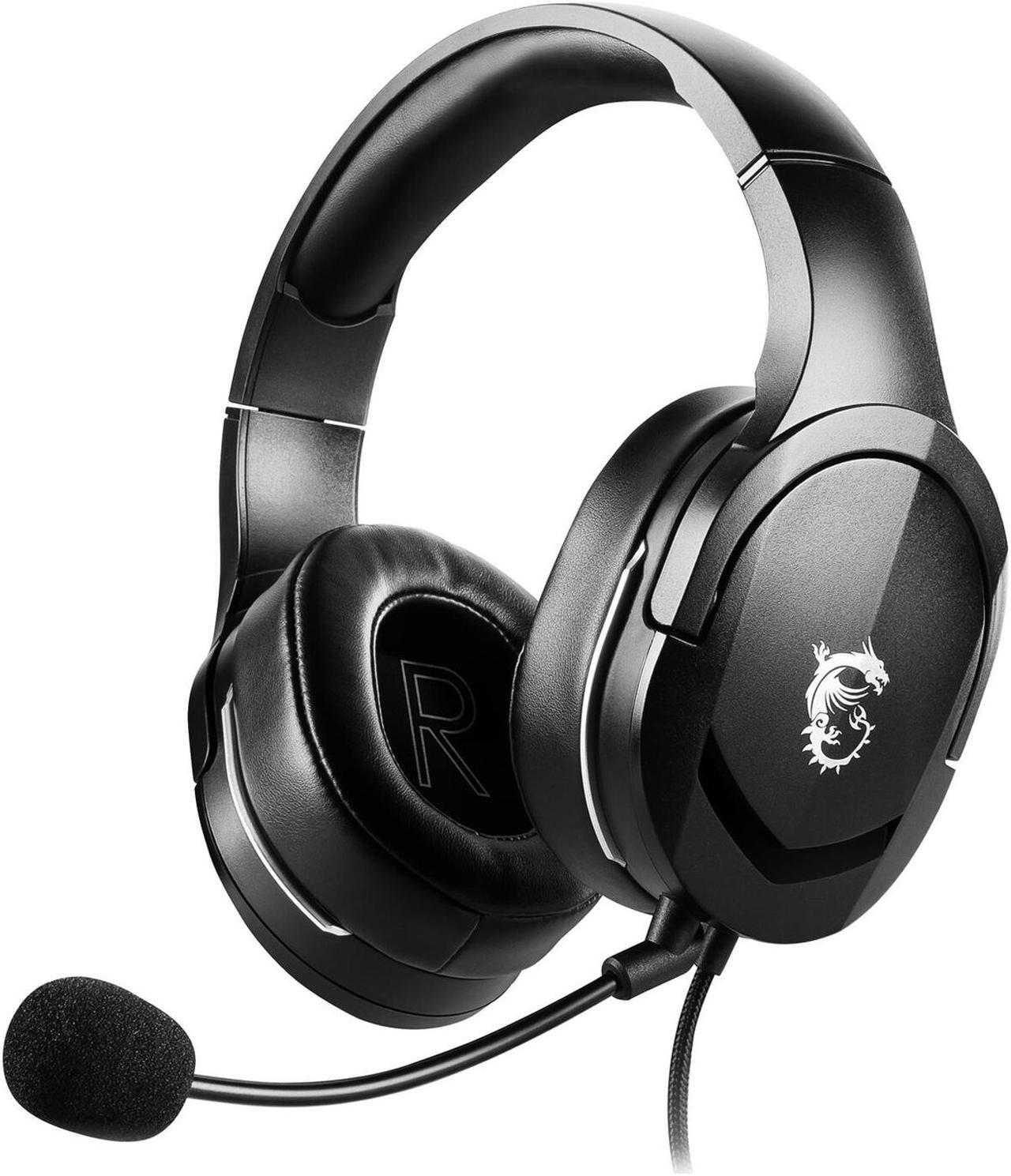 MSI Immerse GH20 Wired Gaming Headset, Adjustable Lightweight Design, Volume Inline Controls, Glasses-Friendly Ear Cups, 3.5mm Audio Jack, PC/Mac/PS4/Xbox