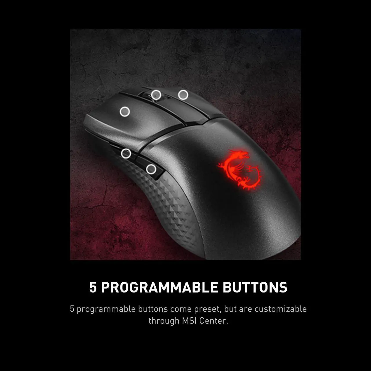 Alt view image 9 of 16 - MSI Clutch GM31 Lightweight Wireless Ergonomic Gaming Mouse & Charging Dock, 12K DPI Optical Sensor, 60M Omron Switches, Fast-Charging 110Hr Battery, RGB Mystic Light, 5 Programmable Buttons, PC/Mac