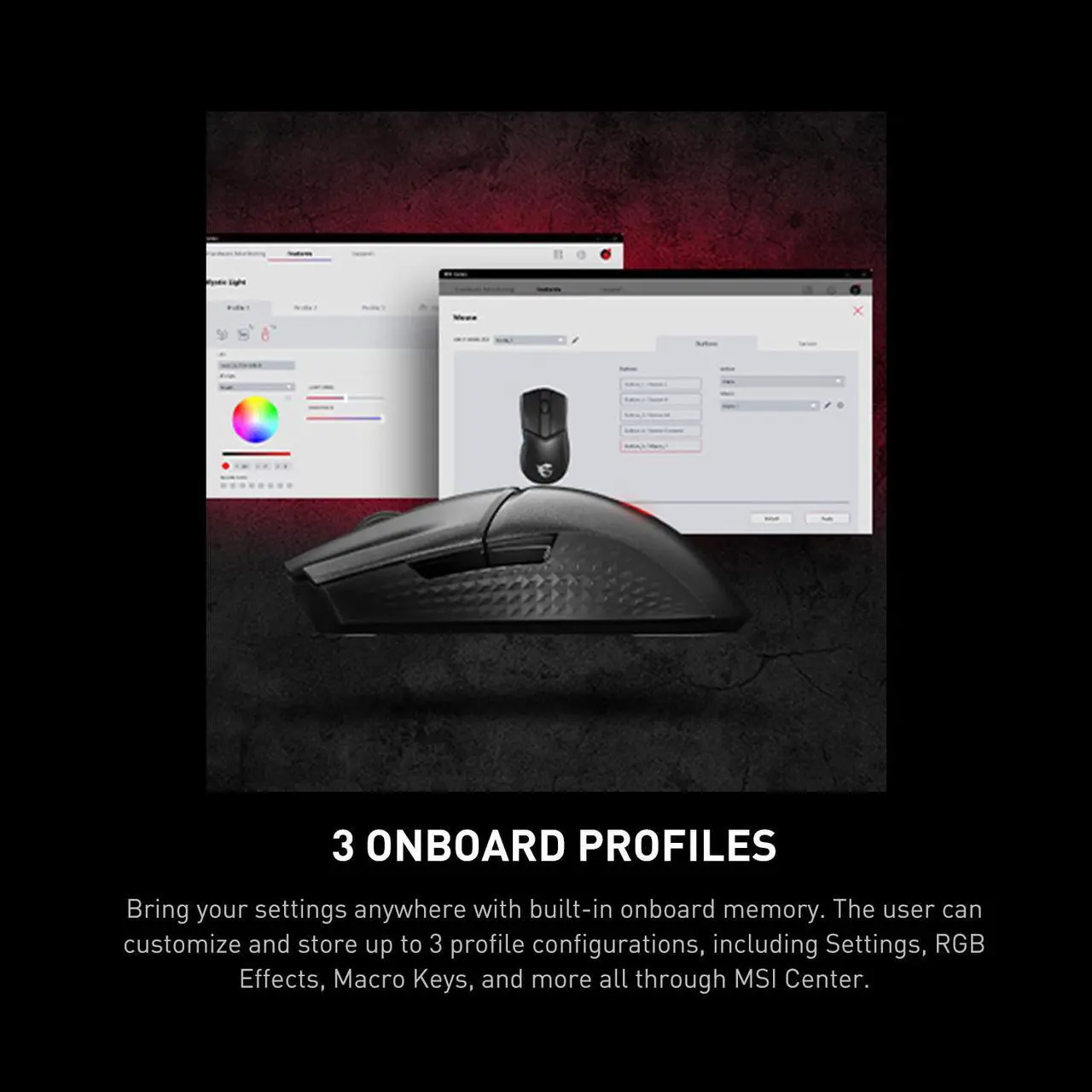 Alt view image 12 of 16 - MSI Clutch GM31 Lightweight Wireless Ergonomic Gaming Mouse & Charging Dock, 12K DPI Optical Sensor, 60M Omron Switches, Fast-Charging 110Hr Battery, RGB Mystic Light, 5 Programmable Buttons, PC/Mac