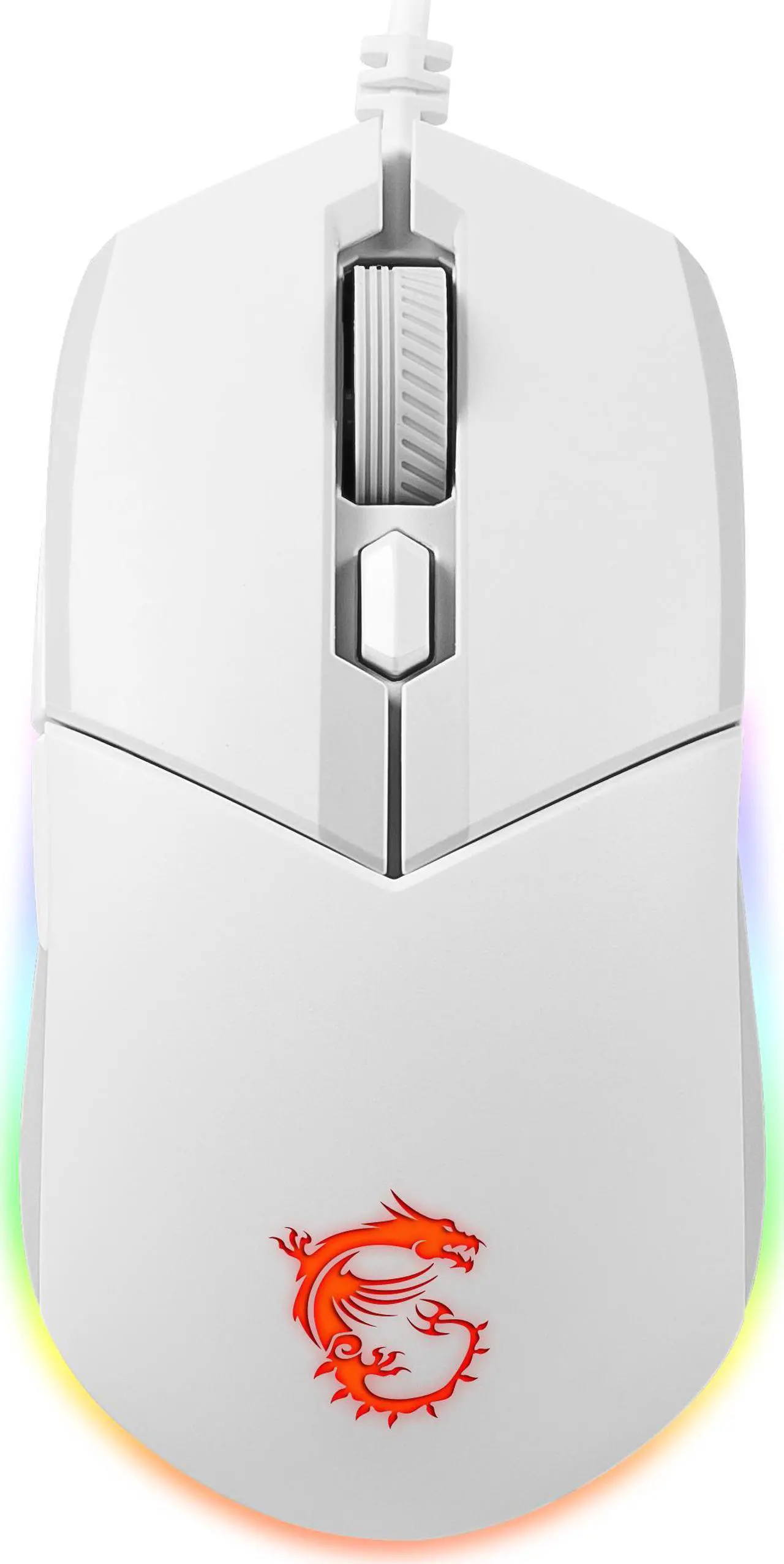 Alt view image 2 of 6 - MSI Clutch GM11 White Gaming Mouse - 5000 DPI Optical Sensor, Symmetrical, 10M+ Click OMRON Switches, 6-Buttons, 1ms Latency, RGB Mystic Light, 89g - Wired