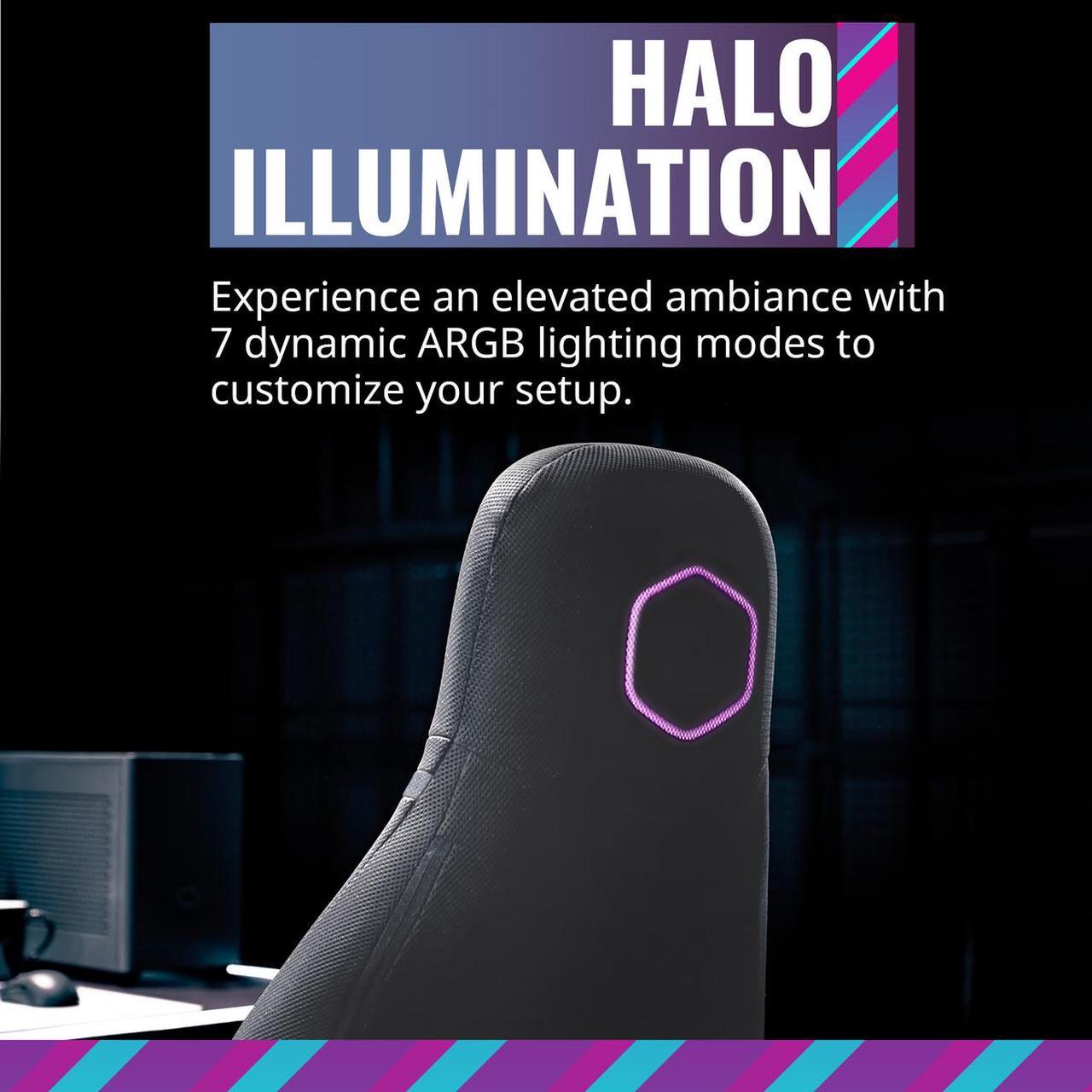 Alt view image 7 of 14 - Cooler Master Synk X Lunar Gray Ergonomic Real-Time Tactile Immersion Chair, Retractable Leg Rest, All-in-one Controller, Breathable Fabric, Stable Rolling Base, Solid Structure (IXC-SX1-I-US1)