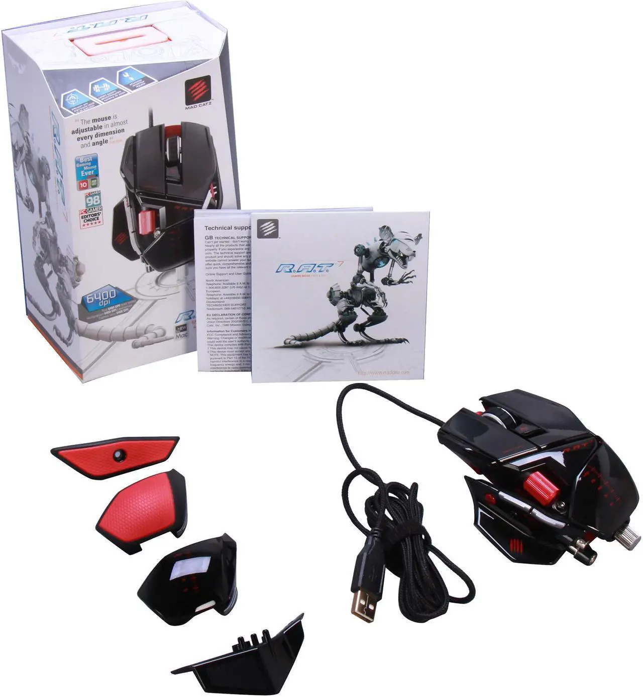 Alt view image 6 of 6 - Mad Catz R.A.T.7 Gaming Mouse for PC and Mac - Gloss Black