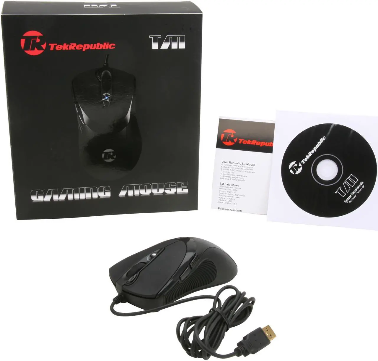 Alt view image 6 of 6 - Tek Republic TM Black 7 Buttons 1 x Wheel USB Wired Laser Gaming Mouse