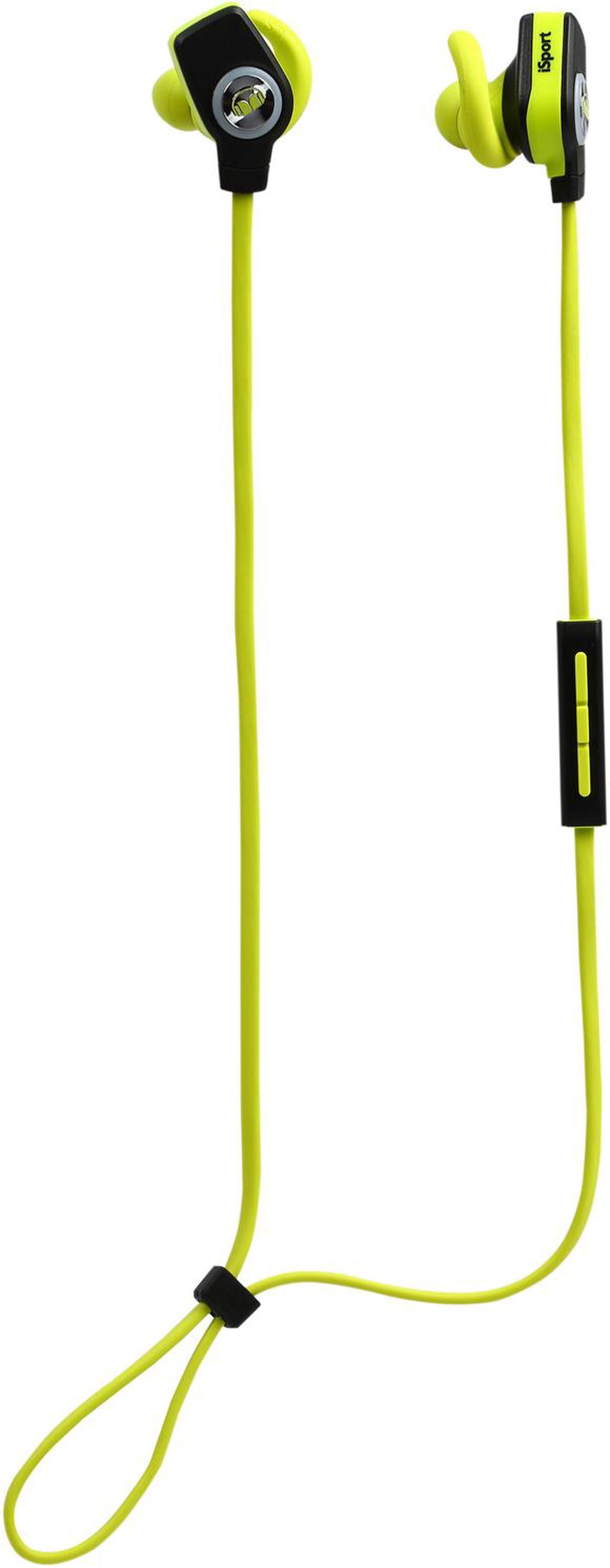 Alt view image 2 of 6 - Monster iSport SuperSlim Bluetooth Wireless In-Ear Headphones (Neon Green)
