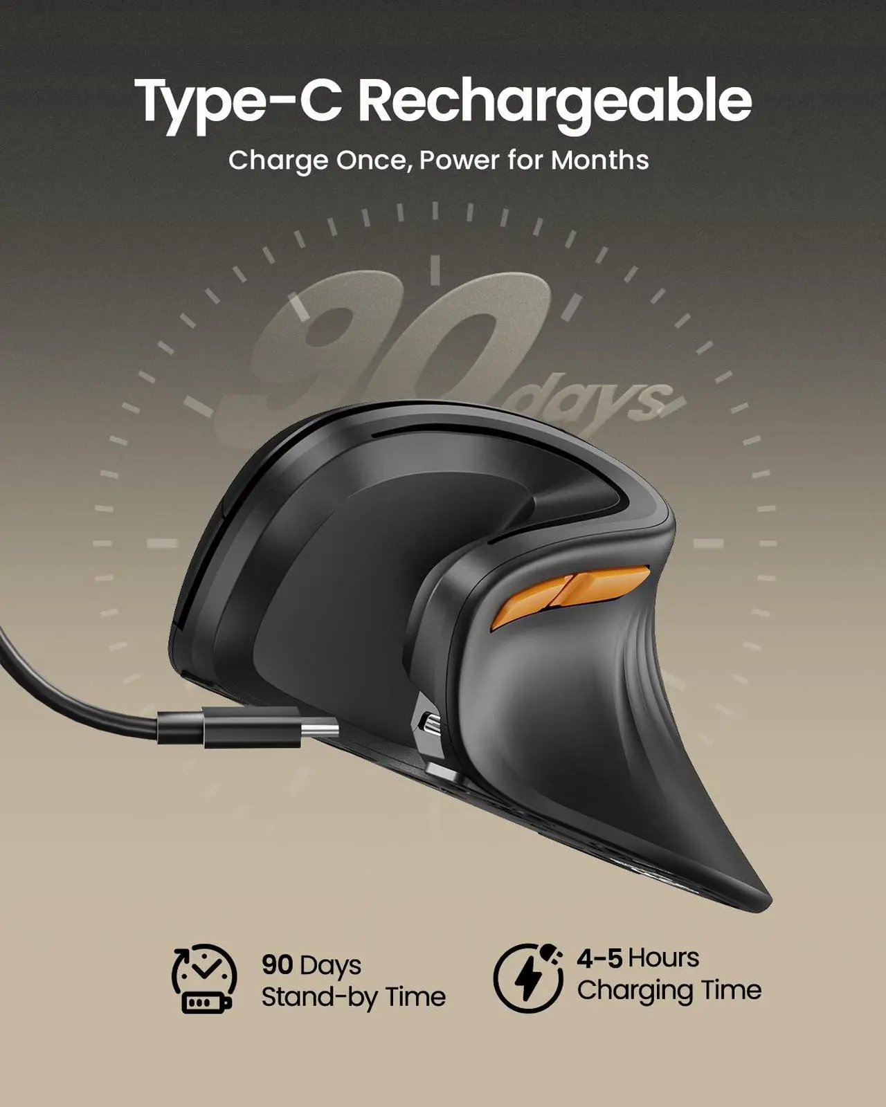 Open Box: ProtoArc Ergonomic Bluetooth Vertical Rechargeable Mouse - 3 Multi-Device Connectivity for Computer/PC/Laptop, 2.4GHz Optical Mice for Windows, Mac OS, EM11 NL - Black - Newegg.com - Open Box condition - Image 11