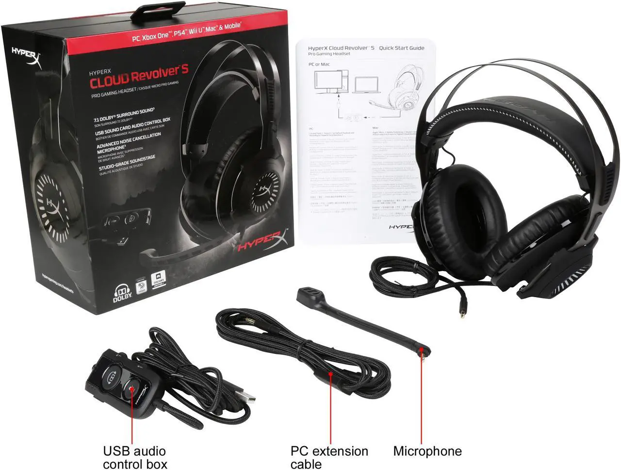 Alt view image 8 of 7 - HyperX Cloud Revolver S Gaming Headset with Dolby 7.1 Surround Sound for PC, PS4, PS4 PRO, Xbox One, Xbox One S