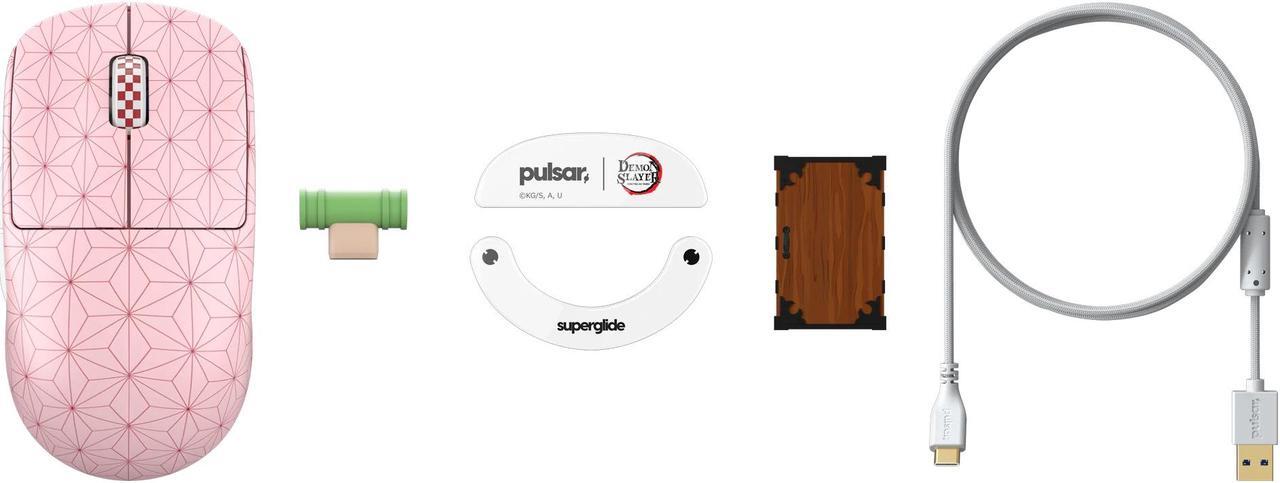 Alt view image 2 of 6 - Pulsar Gaming Gears X2 V2 Mini Demon Slayer Edition - Wireless Gaming Mouse, 4K Dongle, Ultra Lightweight 52g, PAW3395 26K DPI, 1ms Polling, Optical, Symmetrical Shape, Lag-Fre 2.4 GHz, Nezuko