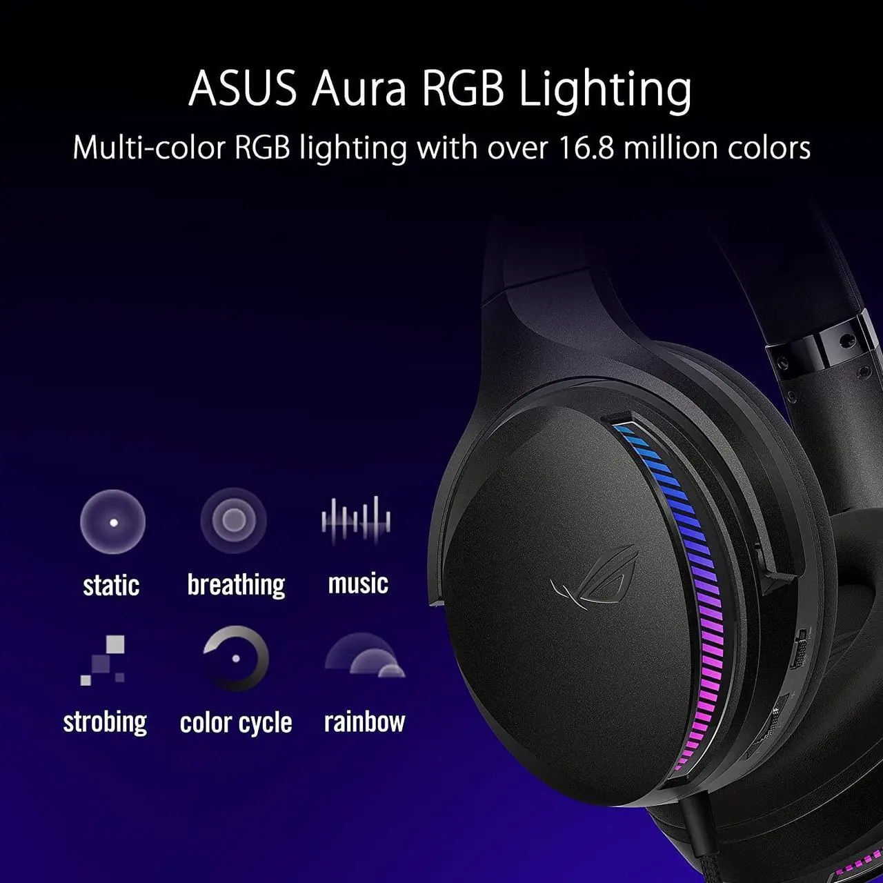 Alt view image 5 of 7 - ASUS ROG Fusion II 300 Gaming Headset (AI Beamforming Mic with Noise Canceling, 7.1 Surround Sound, 50mm Driver, Hi-Res ESS 9280 Quad DAC, USB-C, for PC, Mac, PS4, PS5, Switch)- Black
