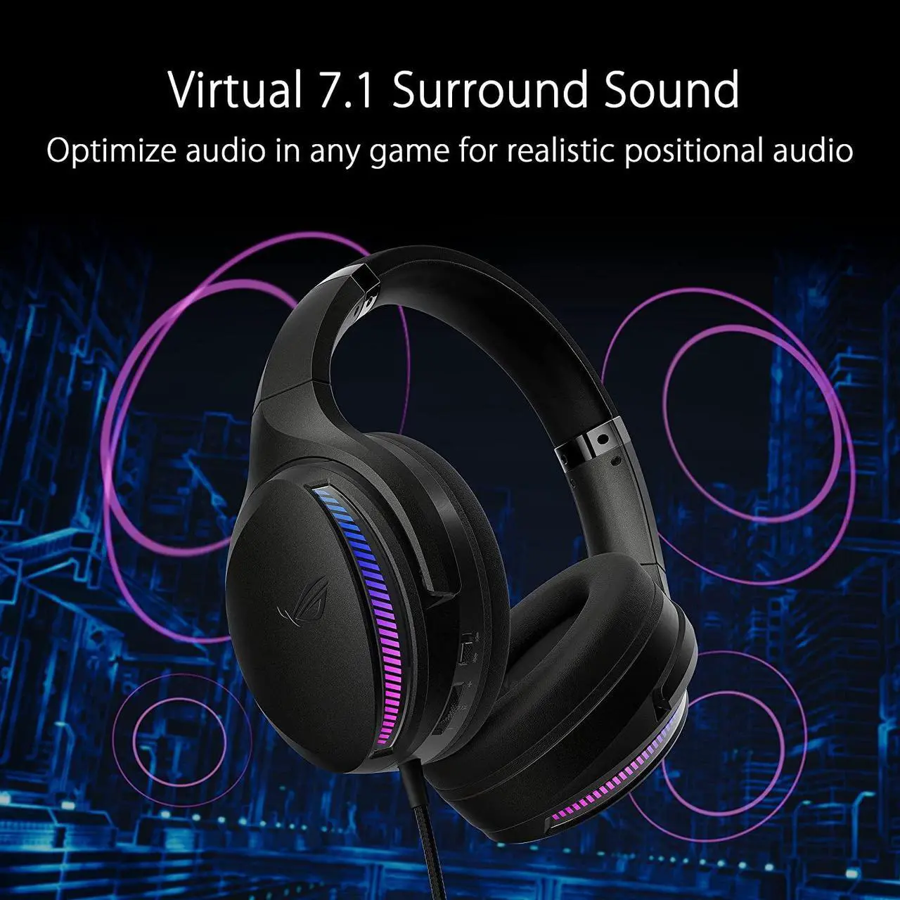 Alt view image 3 of 7 - ASUS ROG Fusion II 300 Gaming Headset (AI Beamforming Mic with Noise Canceling, 7.1 Surround Sound, 50mm Driver, Hi-Res ESS 9280 Quad DAC, USB-C, for PC, Mac, PS4, PS5, Switch)- Black