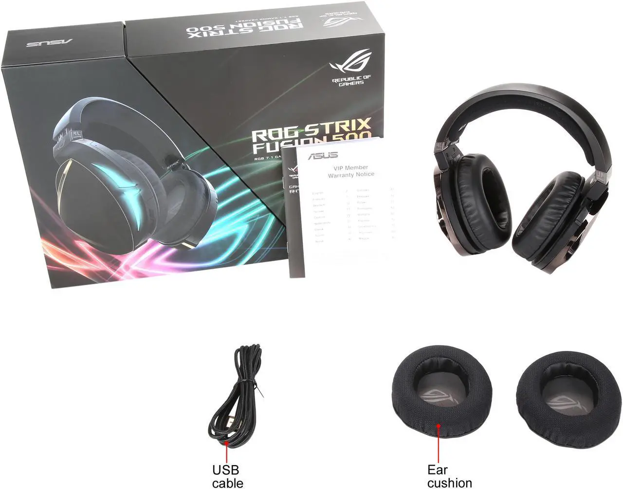 Alt view image 10 of 9 - ROG Strix Fusion 500 Virtual 7.1 LED Gaming Headset with Hi-Fi Grade ESS DAC, ESS Amplifier, Digital Microphone and Aura Sync RGB Lighting