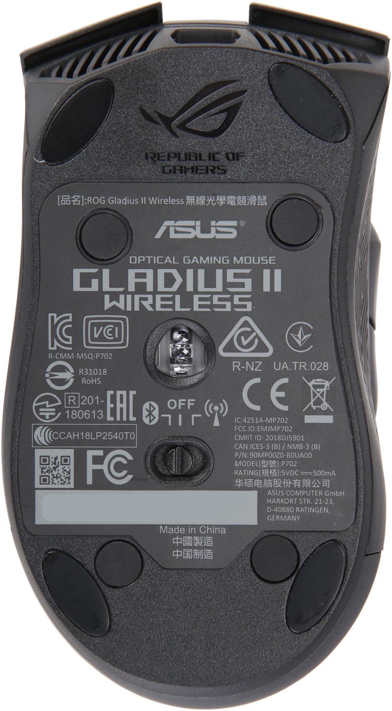 Alt view image 5 of 7 - ASUS Wireless Optical Gaming Mouse for PC - ROG Gladius II | Right-hand Grip | 12000 DPI Optical Sensor, 400 IPS, Omron Switches | 6 Programmable Buttons | Aura Sync RGB Lighting, ROG Armoury II