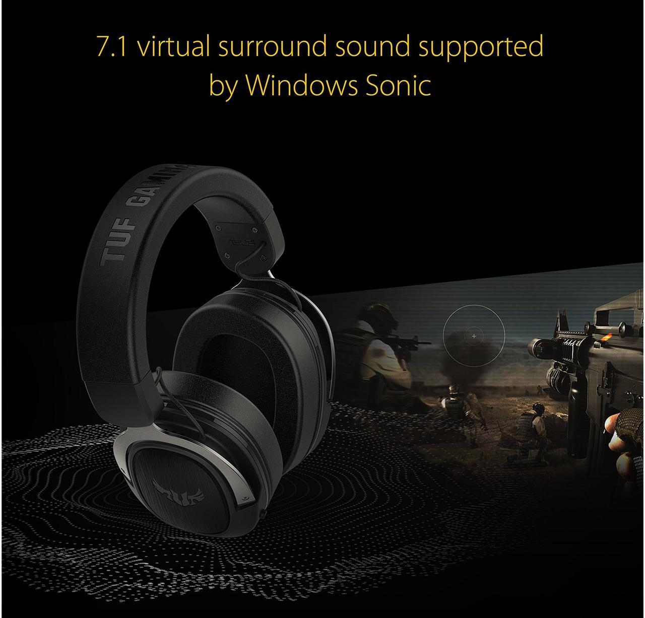 Alt view image 2 of 6 - ASUS TUF H3 Gaming Headset H3 – Discord, TeamSpeak Certified |7.1 Surround Sound | Gaming Headphones with Boom Microphone for PC, Playstation 4, Nintendo Switch, Xbox One, Mobile Devices