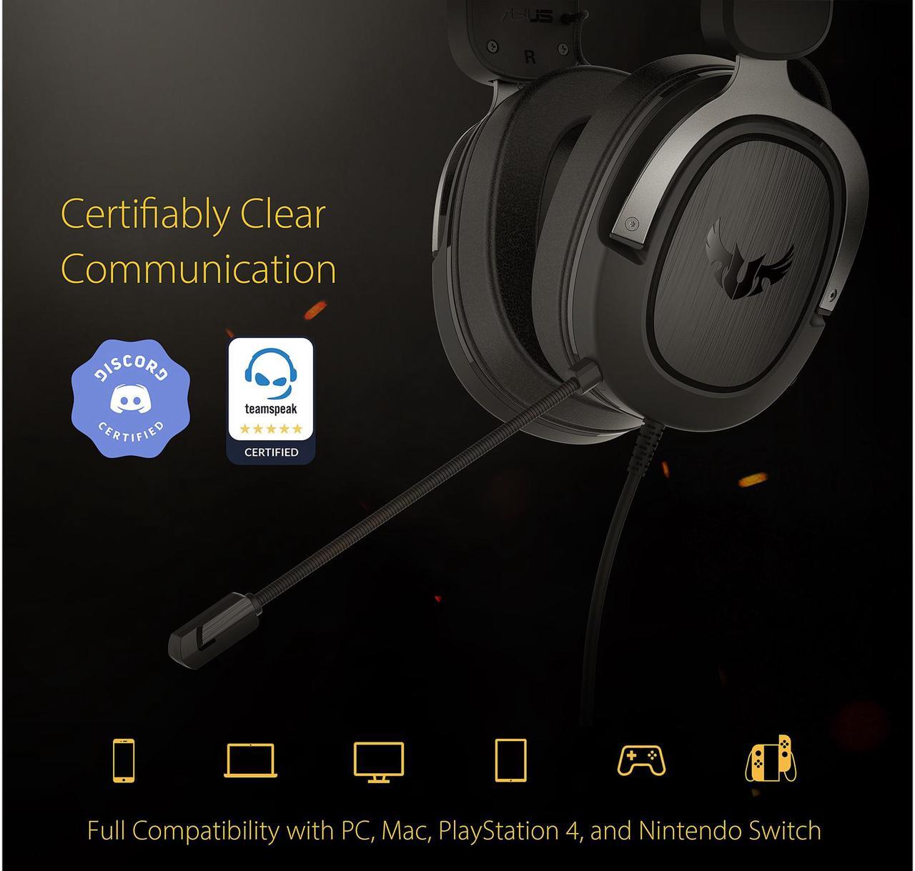 Alt view image 6 of 6 - ASUS TUF H3 Gaming Headset H3 – Discord, TeamSpeak Certified |7.1 Surround Sound | Gaming Headphones with Boom Microphone for PC, Playstation 4, Nintendo Switch, Xbox One, Mobile Devices