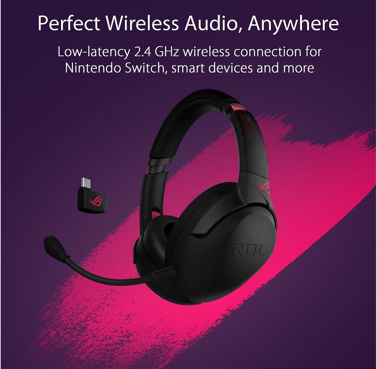 Alt view image 2 of 7 - ASUS ROG Strix Go 2.4 Electro Punk 3.5mm/ USB Connector Circumaural USB-C 2.4 GHz Wireless Gaming Headset