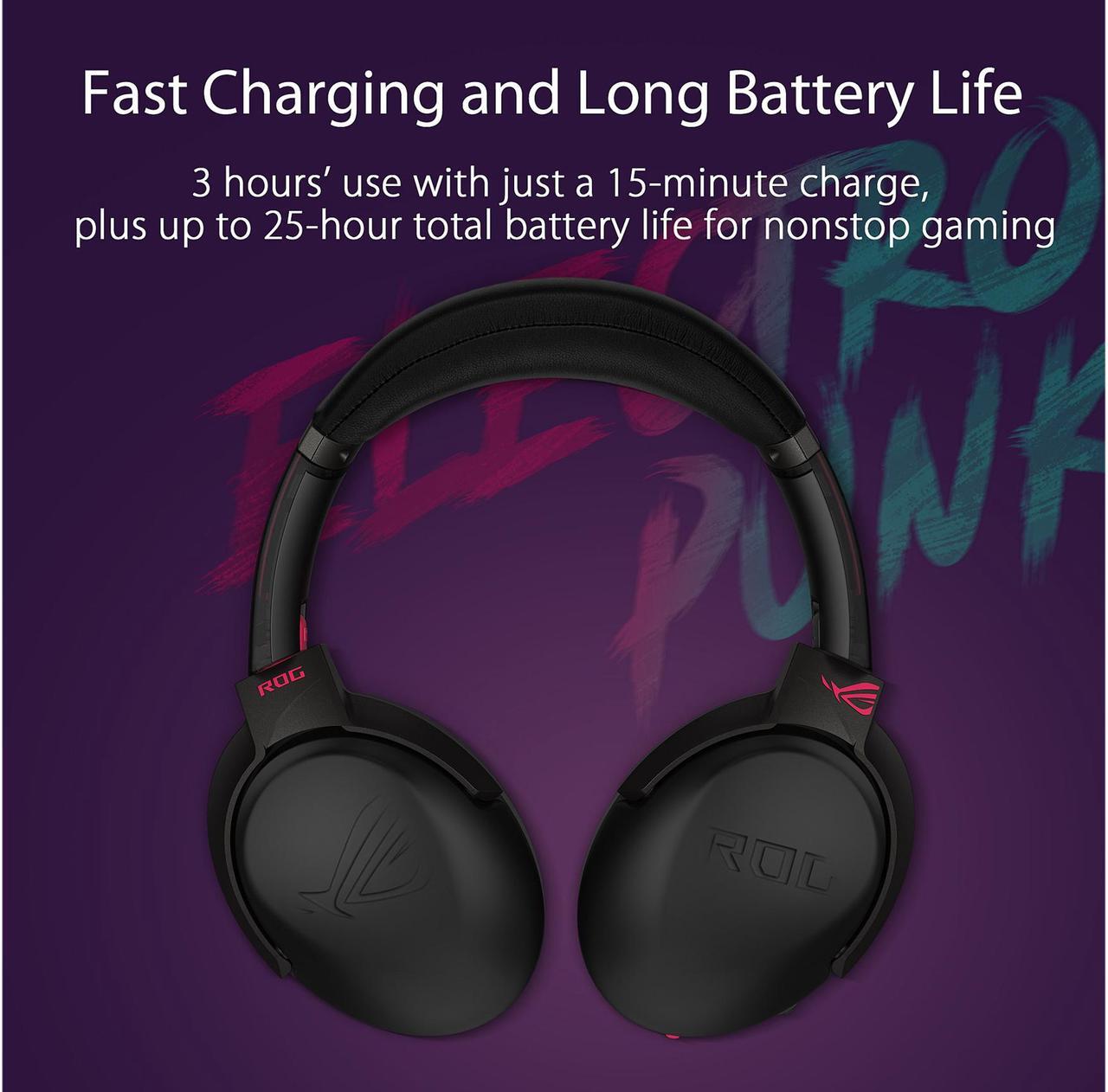 Alt view image 5 of 7 - ASUS ROG Strix Go 2.4 Electro Punk 3.5mm/ USB Connector Circumaural USB-C 2.4 GHz Wireless Gaming Headset
