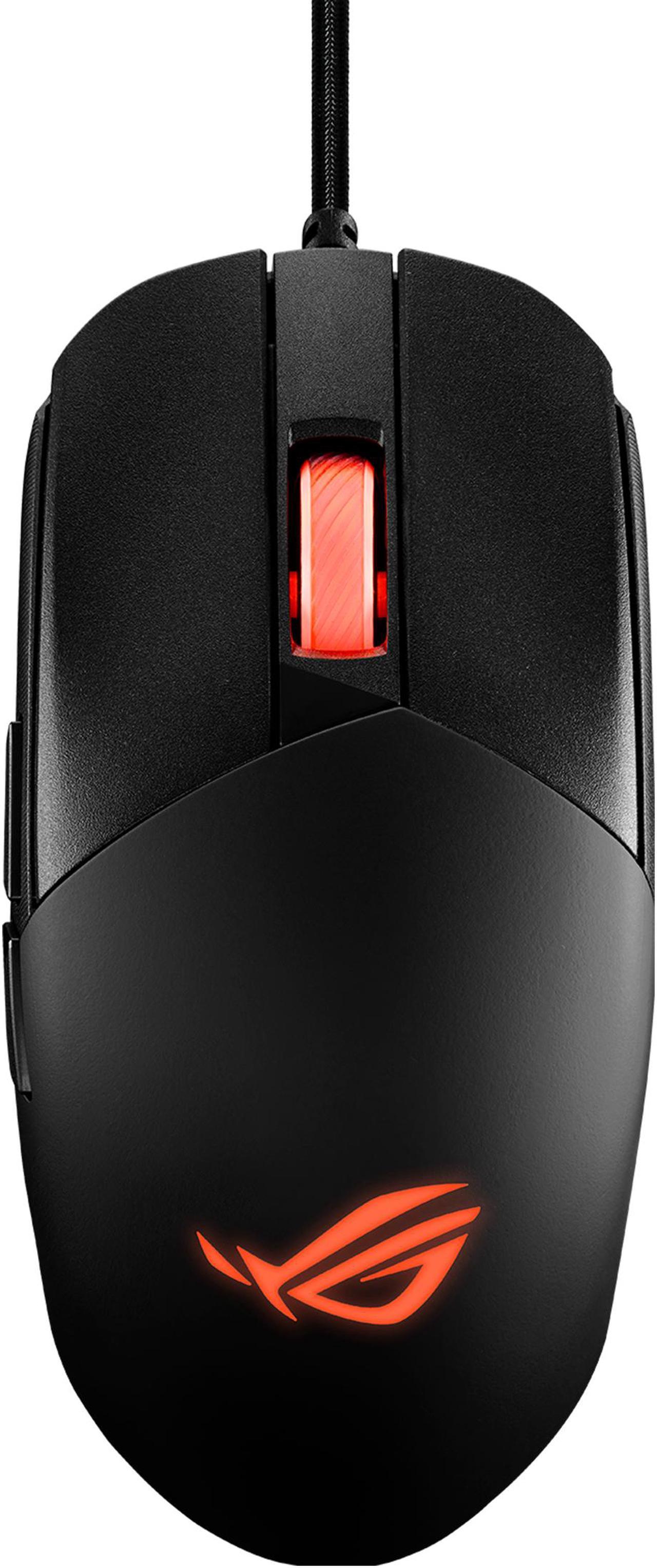 Asus ROG Strix Impact III Gaming Mouse, Semi-Ambidextrous, Wired, Lightweight, 12000 DPI sensor, 5 programmable buttons, Replaceable switches, Paracord cable, FPS gaming mouse, Black