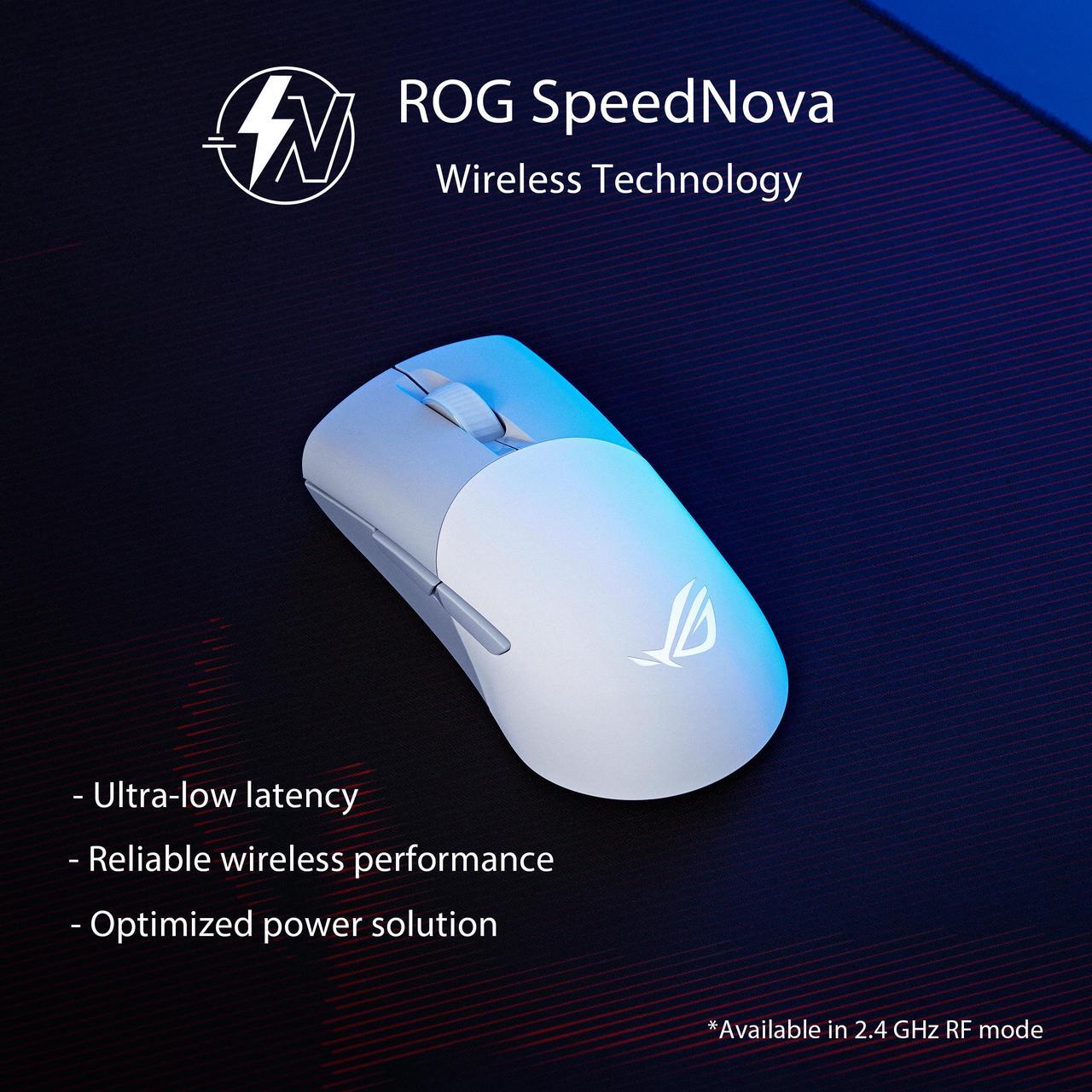 Alt view image 3 of 7 - Asus ROG Keris Wireless AimPoint Gaming Mouse, Tri-mode connectivity (2.4GHz RF, Bluetooth, Wired), 36000 DPI sensor, 5 programmable buttons, ROG SpeedNova, Replaceable switches, Paracord cable, White