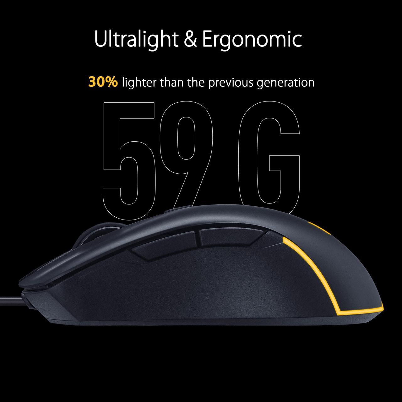 Alt view image 2 of 12 - ASUS TUF Gaming M3 Gen II ultralight 59-gram wired gaming mouse, IP56 dust and water resistance, 8000 dpi sensor, six programmable buttons, Black