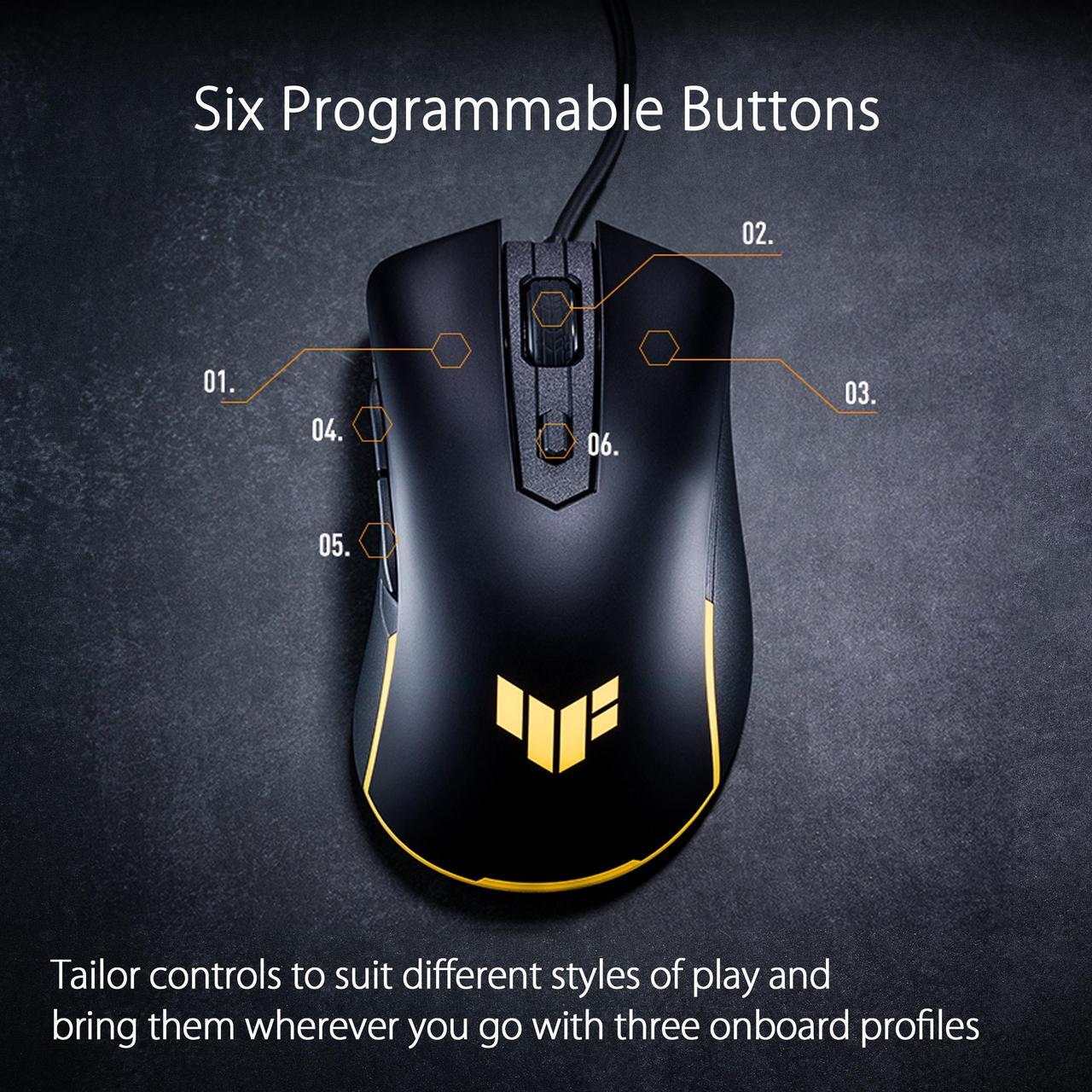 Alt view image 6 of 12 - ASUS TUF Gaming M3 Gen II ultralight 59-gram wired gaming mouse, IP56 dust and water resistance, 8000 dpi sensor, six programmable buttons, Black
