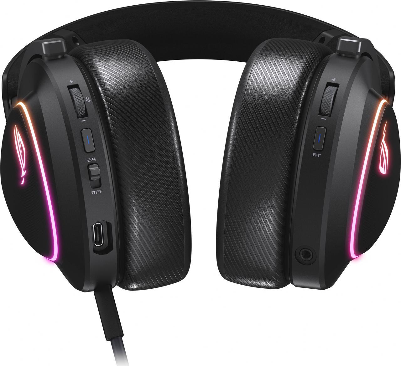 Alt view image 3 of 6 - ASUS ROG Delta II Wireless Gaming Headset (50mm Titanium Drivers, ROG SpeedNova, 10mm Super-Wideband Mic, 110+HR Battery, DualFlow Audio, BT, 2.4 GHz, 3.5 mm, For PC, Switch, PS4, PS5, Xbox) - Black