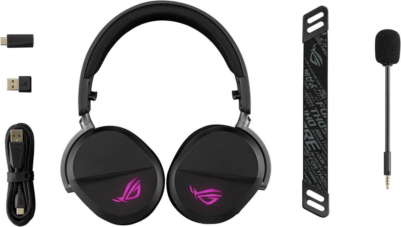 Alt view image 5 of 5 - ASUS ROG Pelta Wireless Gaming Headset (BT, ROG SpeedNova 2.4GHz, USB-C, Lightweight 309g, 50mm ROG Titanium-Plated Drivers, 10mm Super-Wideband Mic, RGB, 70HR Battery, For PC, Switch, PS5)- Black