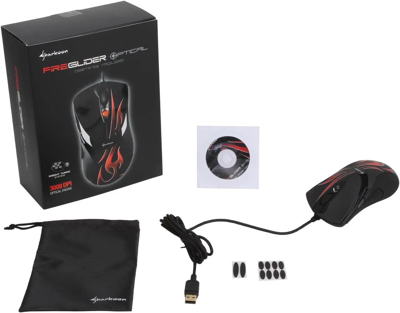 Alt view image 6 of 5 - SHARKOON FireGlider Optical 000SKFGO 7 Buttons 1 x Wheel USB Wired Optical Gaming Mouse