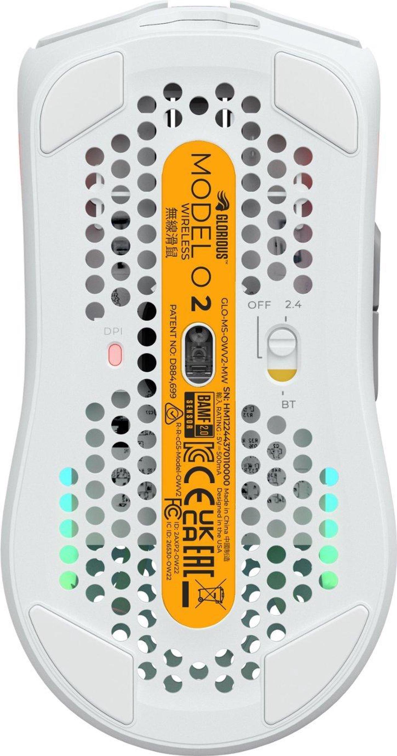 Alt view image 4 of 6 - Glorious Model O2 RGB Wireless Gaming Mouse - Hybrid Wireless Connection - Ambidextrous Ultralight 68g - 26K DPI - Honeycomb - White