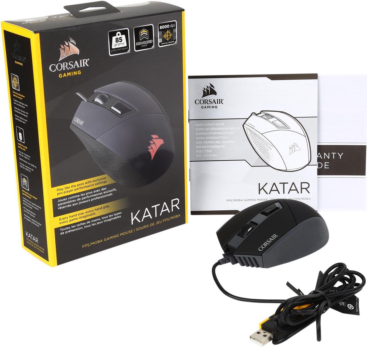 Alt view image 6 of 5 - Corsair Gaming KATAR Gaming Mouse, Ambidextrous, Pro Player Modes, 8000 DPI, Backlit Red