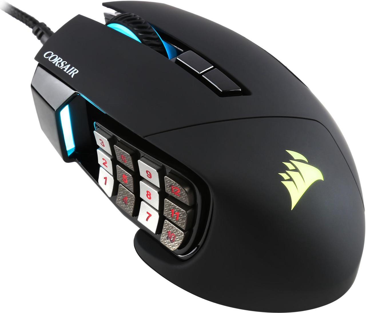 Corsair Gaming SCIMITAR RGB MOBA/MMO Gaming Mouse, Black, Key Slider Mechanical Buttons, 12000 dpi, Multi color