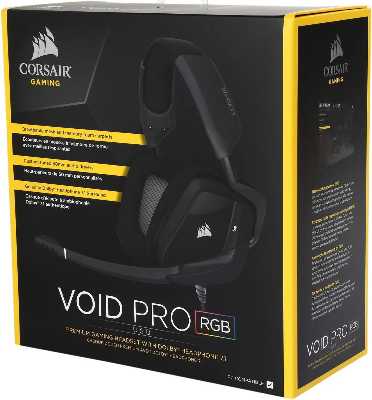 Alt view image 5 of 5 - Corsair Gaming VOID PRO RGB USB Premium Gaming Headset with Dolby Headphone 7.1, Carbon