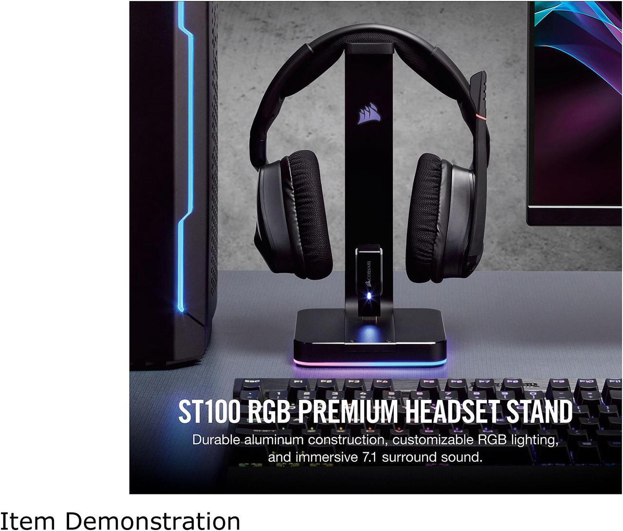 Alt view image 3 of 12 - Corsair ST100 RGB Premium Headset Stand with 7.1 Surround Sound - 3.5mm and 2xUSB 3.0