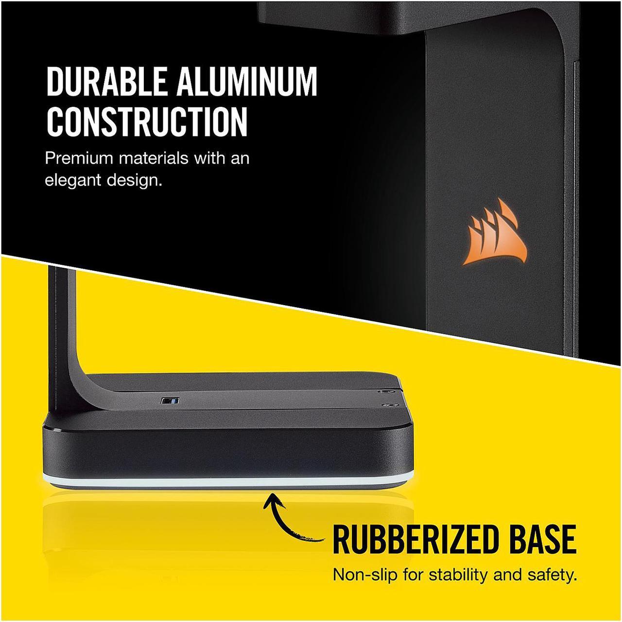 Alt view image 6 of 12 - Corsair ST100 RGB Premium Headset Stand with 7.1 Surround Sound - 3.5mm and 2xUSB 3.0