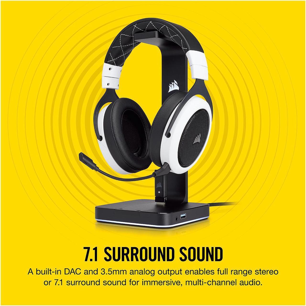 Alt view image 7 of 12 - Corsair ST100 RGB Premium Headset Stand with 7.1 Surround Sound - 3.5mm and 2xUSB 3.0