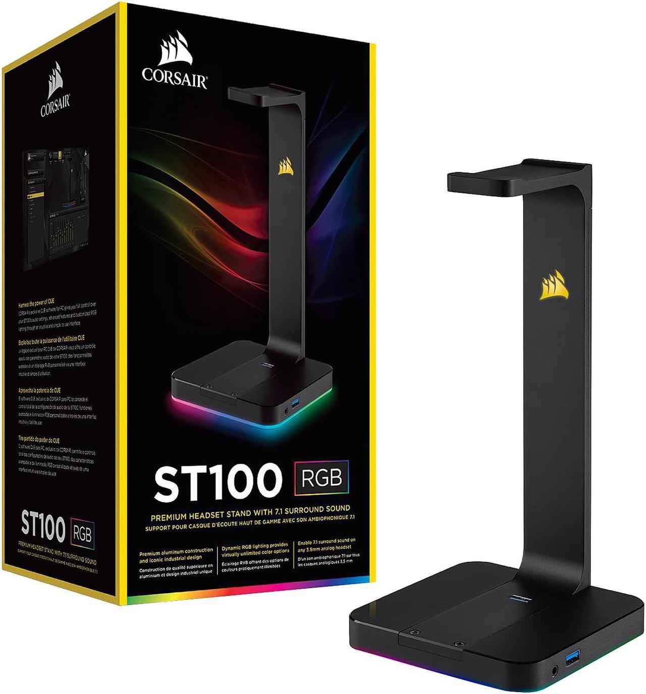 Alt view image 8 of 12 - Corsair ST100 RGB Premium Headset Stand with 7.1 Surround Sound - 3.5mm and 2xUSB 3.0