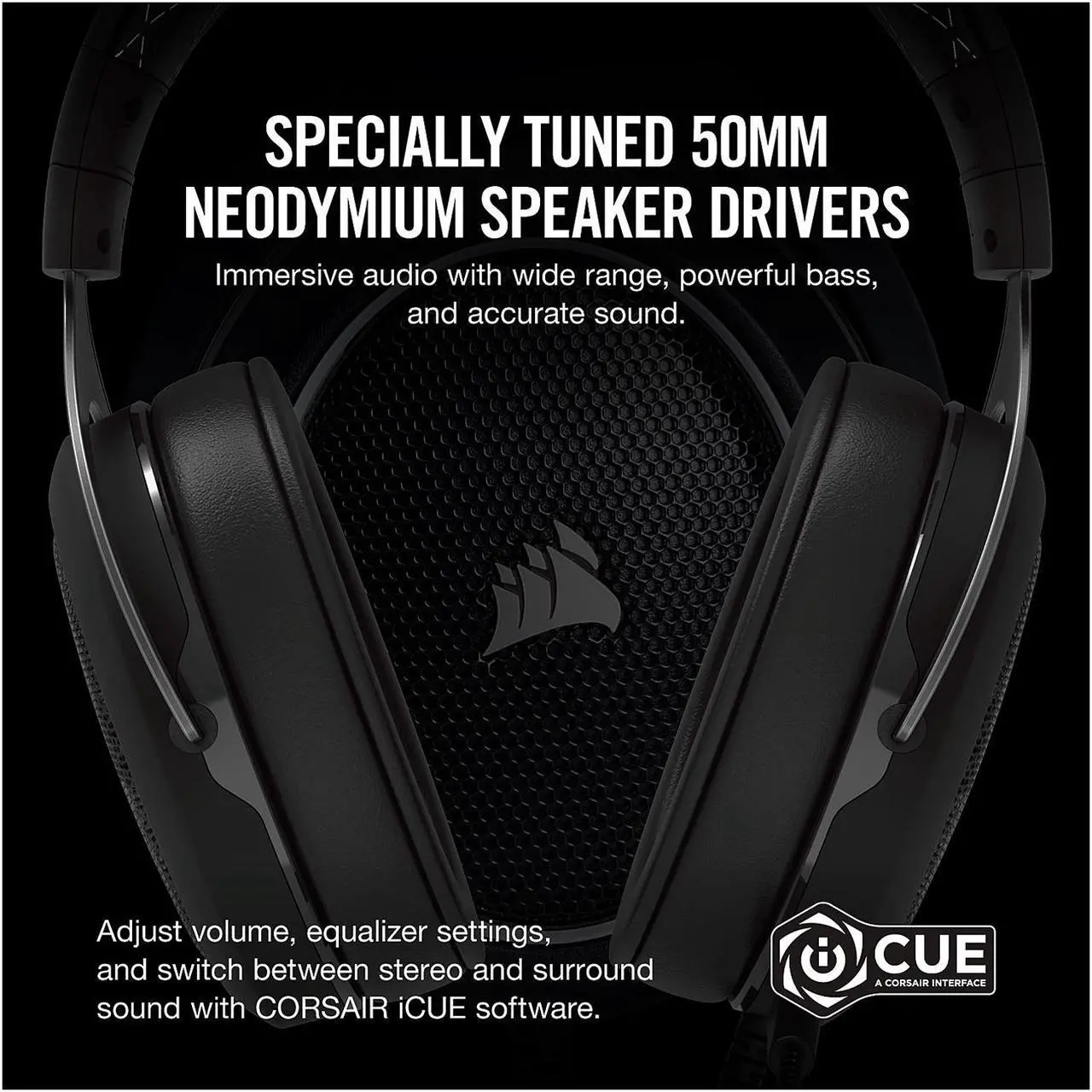 Alt view image 3 of 16 - Corsair HS60 Surround Stereo Gaming Headset with 7.1 Surround Sound - White