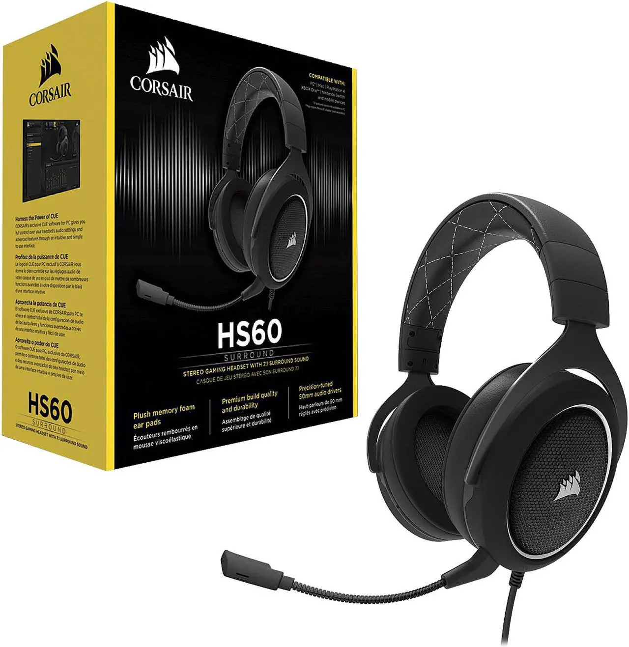 Alt view image 7 of 16 - Corsair HS60 Surround Stereo Gaming Headset with 7.1 Surround Sound - White