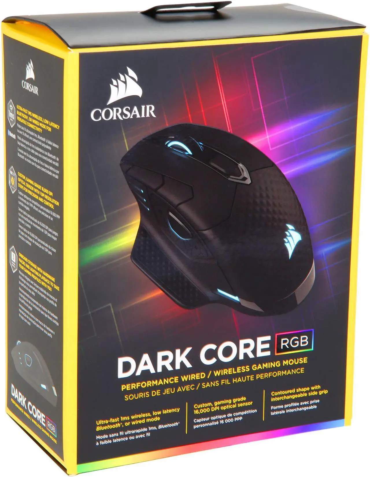 Alt view image 5 of 5 - CORSAIR DARK CORE RGB Performance Wired / Wireless Gaming Mouse, Black, Backlit RGB LED, 16000 dpi, Optical