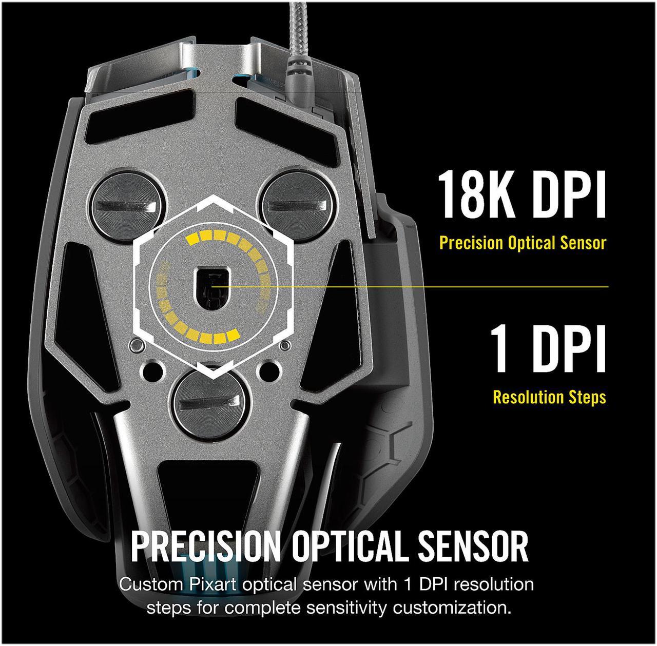 Alt view image 7 of 8 - Corsair M65 RGB Elite - FPS Gaming Mouse - 18,000 DPI Optical Sensor - Adjustable DPI Sniper Button - Tunable Weights - White