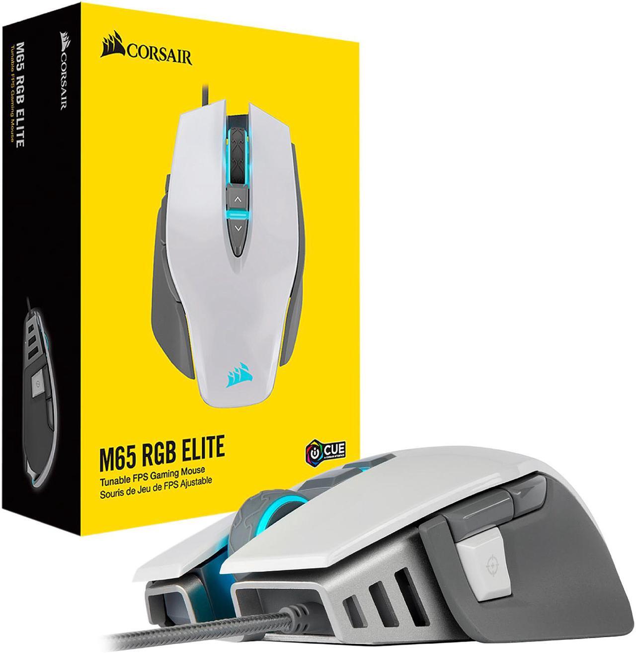 Alt view image 8 of 8 - Corsair M65 RGB Elite - FPS Gaming Mouse - 18,000 DPI Optical Sensor - Adjustable DPI Sniper Button - Tunable Weights - White