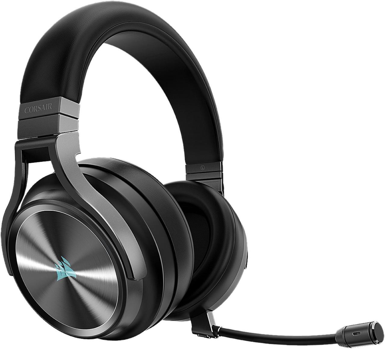 Alt view image 2 of 15 - Corsair Virtuoso RGB Wireless SE Gaming Headset - High-Fidelity 7.1 Surround Sound with Broadcast Quality Microphone - Memory Foam Earcups - 20 Hour Battery Life Works w/ PC, MacOS, PS5 - Gunmetal