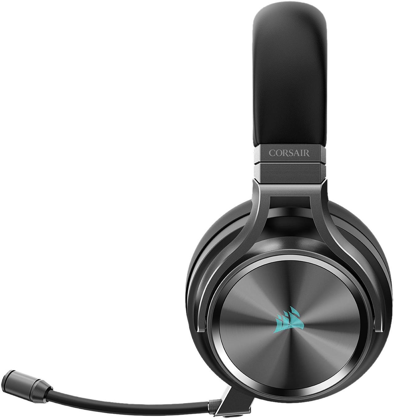 Alt view image 4 of 15 - Corsair Virtuoso RGB Wireless SE Gaming Headset - High-Fidelity 7.1 Surround Sound with Broadcast Quality Microphone - Memory Foam Earcups - 20 Hour Battery Life Works w/ PC, MacOS, PS5 - Gunmetal