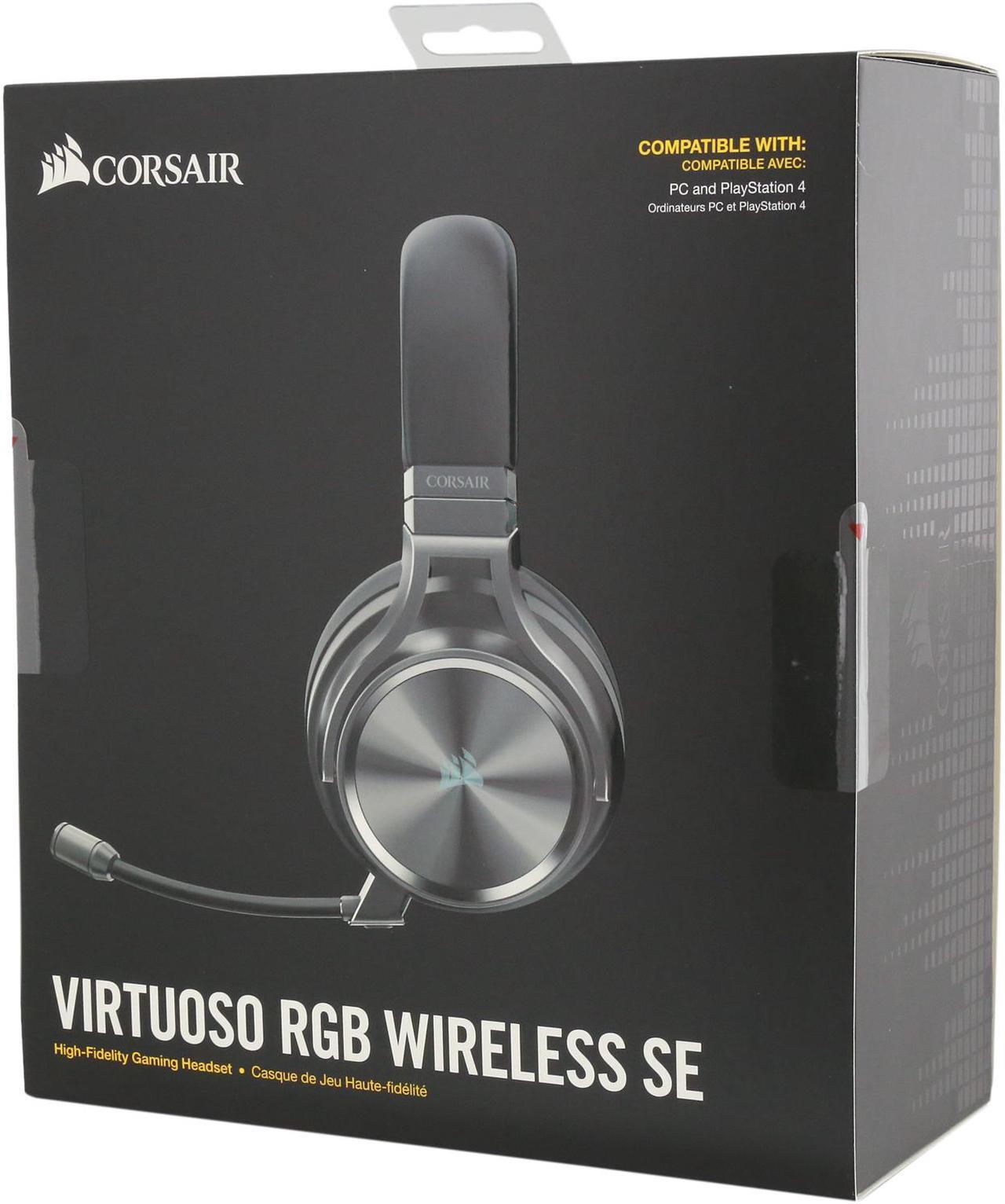 Alt view image 15 of 15 - Corsair Virtuoso RGB Wireless SE Gaming Headset - High-Fidelity 7.1 Surround Sound with Broadcast Quality Microphone - Memory Foam Earcups - 20 Hour Battery Life Works w/ PC, MacOS, PS5 - Gunmetal