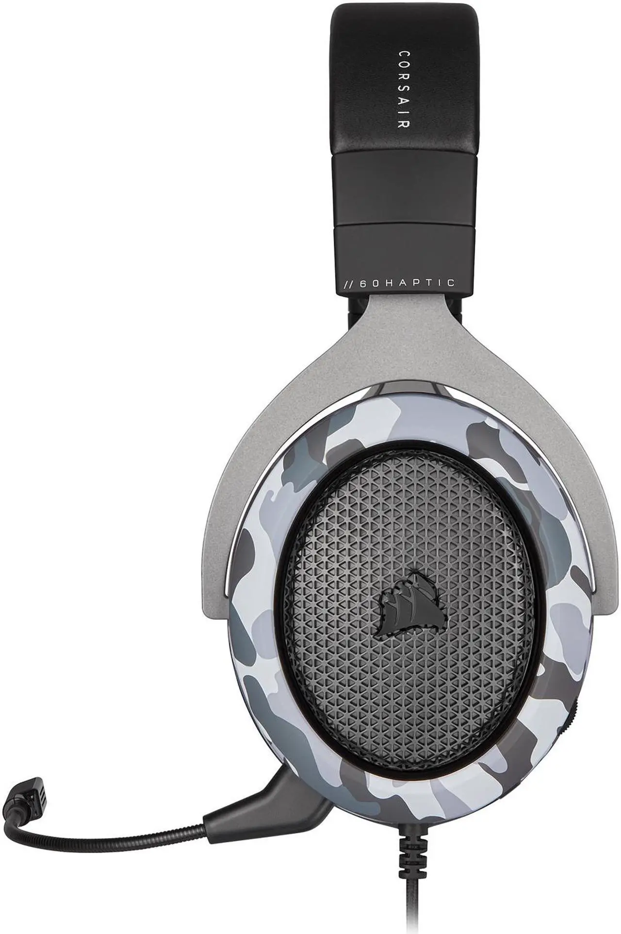 Alt view image 2 of 19 - Corsair HS60 Haptic Stereo Gaming Headset with Haptic Bass, Memory Foam Earcups, Removable Microphone, Windows Sonic Compatible, Discord-Certified for PC - Arctic Camo