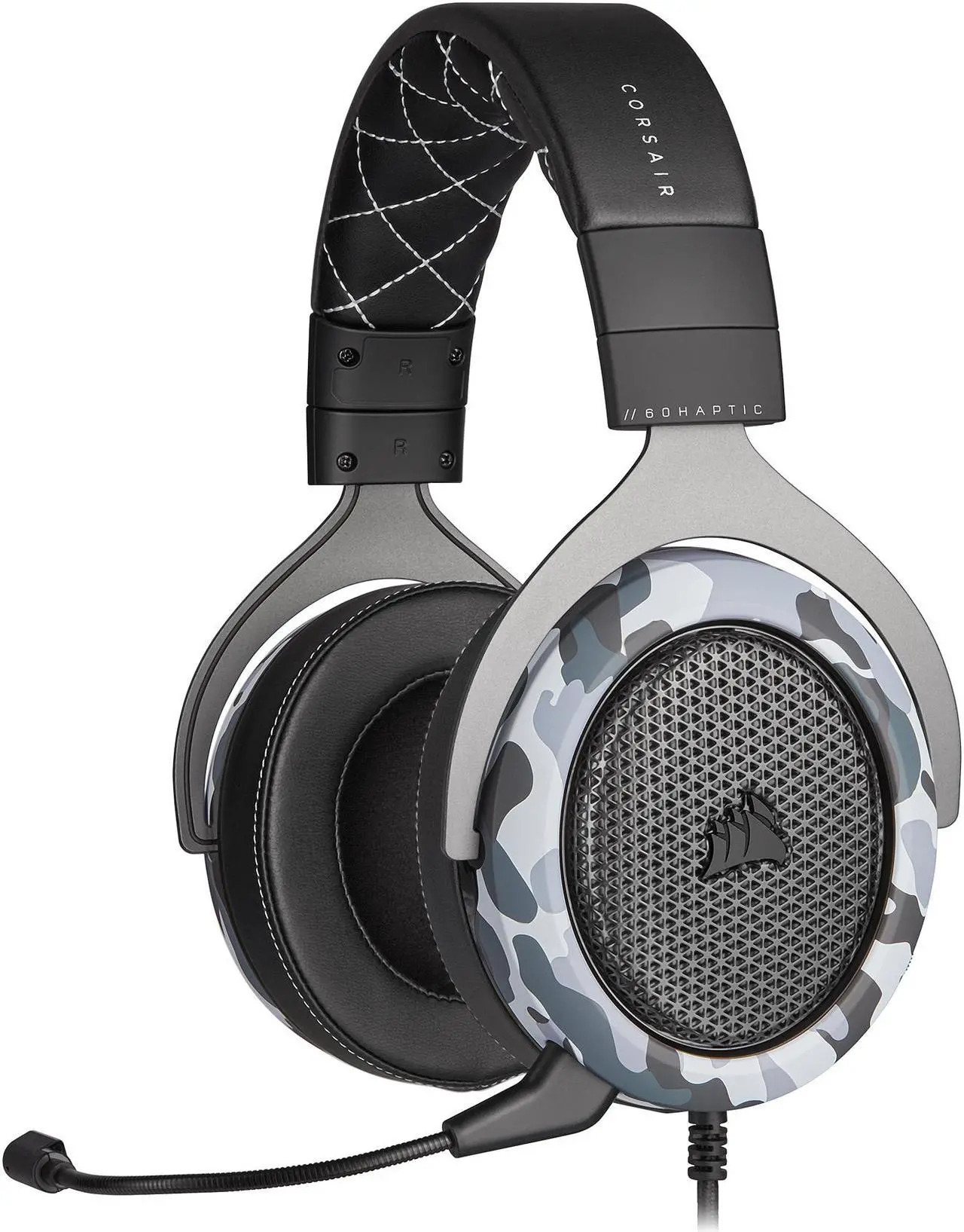Main image of Corsair HS60 Haptic Stereo Gaming Headset with Haptic Bass, Memory Foam Earcups, Removable Microphone, Windows Sonic Compatible, Discord-Certified for PC - Arctic Camo