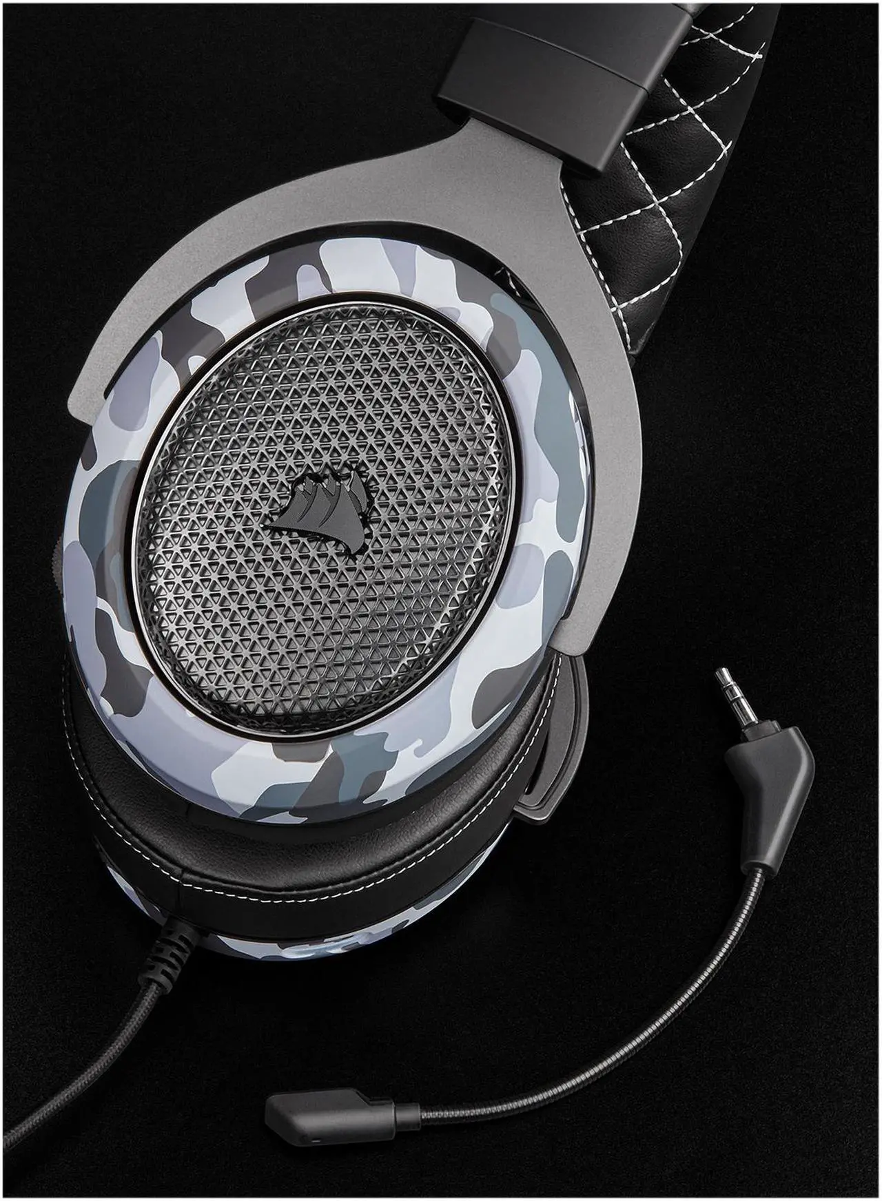 Alt view image 4 of 19 - Corsair HS60 Haptic Stereo Gaming Headset with Haptic Bass, Memory Foam Earcups, Removable Microphone, Windows Sonic Compatible, Discord-Certified for PC - Arctic Camo
