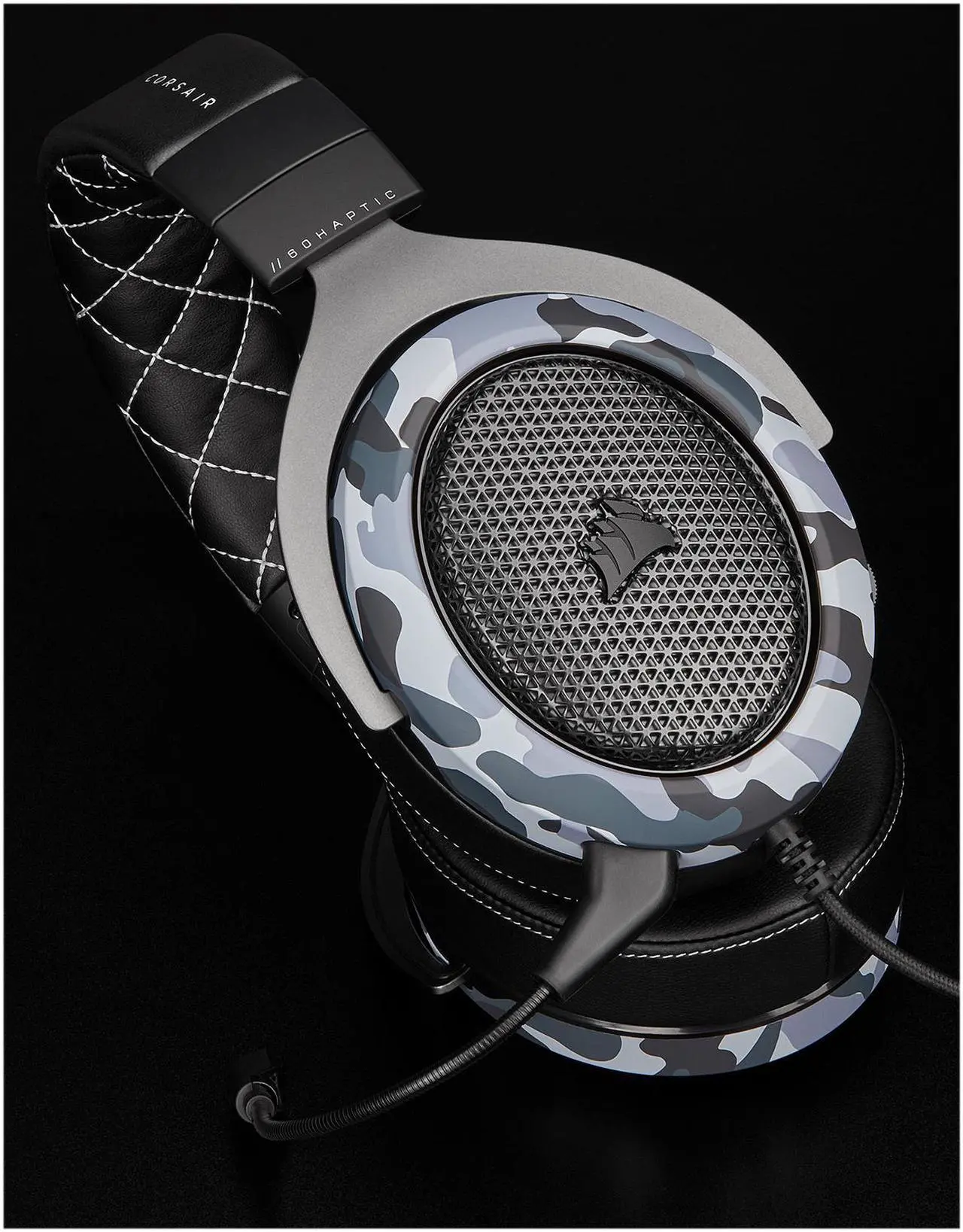 Alt view image 5 of 19 - Corsair HS60 Haptic Stereo Gaming Headset with Haptic Bass, Memory Foam Earcups, Removable Microphone, Windows Sonic Compatible, Discord-Certified for PC - Arctic Camo