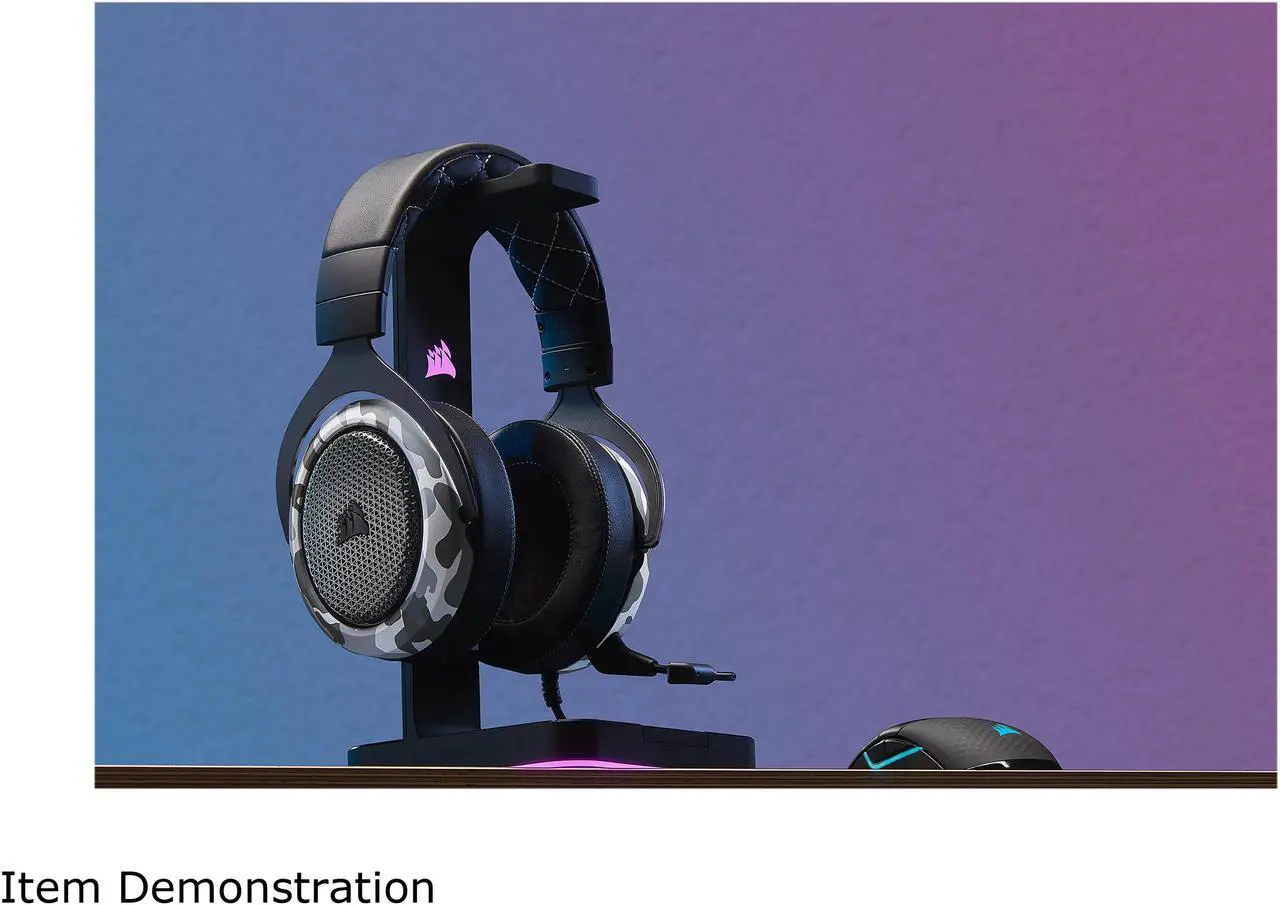 Alt view image 9 of 19 - Corsair HS60 Haptic Stereo Gaming Headset with Haptic Bass, Memory Foam Earcups, Removable Microphone, Windows Sonic Compatible, Discord-Certified for PC - Arctic Camo