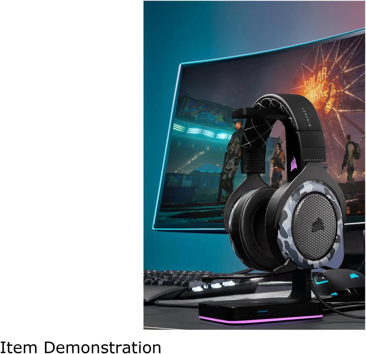 Alt view image 12 of 19 - Corsair HS60 Haptic Stereo Gaming Headset with Haptic Bass, Memory Foam Earcups, Removable Microphone, Windows Sonic Compatible, Discord-Certified for PC - Arctic Camo